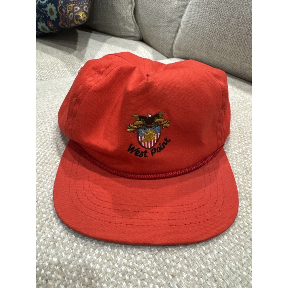 Vintage West Point Military Hat Duckster Leather Strapback Red
